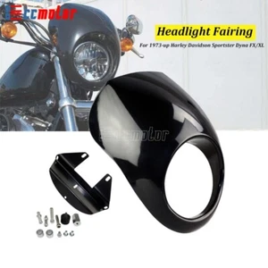 Black Front Headlight Fairing Windshield Kits For Harley Dyna Sportster 1973-UP - Picture 1 of 11