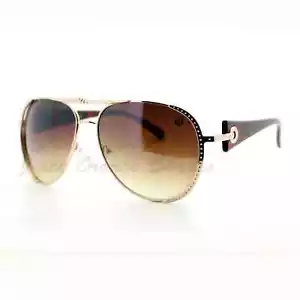 Women's Flat Top Pilot Sunglasses Luxury Designer Fashion Eyewear Gold Tortoise - Picture 1 of 4