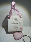 Mini Pochette Cadeau-Carton Blanc-Saint Valentin-Avec Porte Cle Coeur Rose--