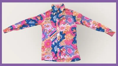 Vtg 1960-70s Laura Mae Floral Long Sleeve Blouse - Hippie/Flower Child - Small - Image 1 of 4