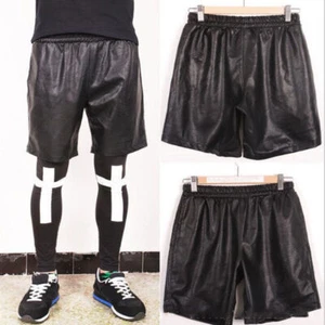 Mens Soft Leather Shorts Genuine Lambskin Gym Boxer Shorts Punk Black Pants LS35 - Picture 1 of 5
