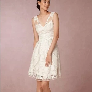 Vestido de Cóctel de Boda Yoana Baraschi Ersalina Bordado Anthropologie Talla 4 - Imagen 1 de 13