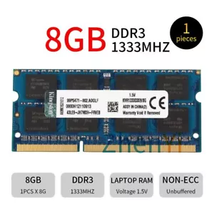 Kingston 8GB DDR3 1333MHz PC3-10600S KVR1333D3S9/8G CL9 SODIMM Laptop Memory RAM - Picture 1 of 6