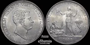 Germany, Wurttemberg, Wilhelm I, Taler 1833, scratches, UNC - Picture 1 of 6