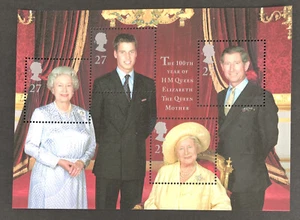GB 2000 MNH Queen Mother 100th Birthday Year MS2161 Mint Stamp Mini Sheet Stamps - Picture 1 of 2