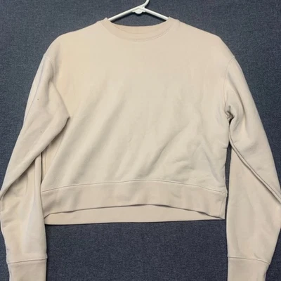 Sudadera para mujer UNIQLO talla XS beige cuello redondo pulóver mezcla de algodón Foto 1 de 4