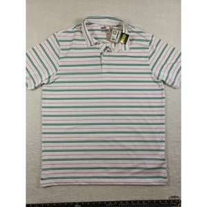 Puma Mattr Striper Golf Polo Shirt Men's Size Large White Lagoon $80 - Picture 1 of 10