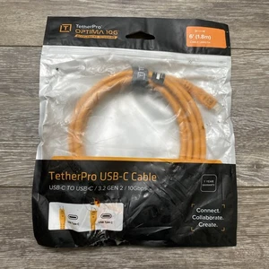 Tether Tools TetherPro Optima 10G 6' USB-C Straight to Straight Cable, Orange - Afbeelding 1 van 4
