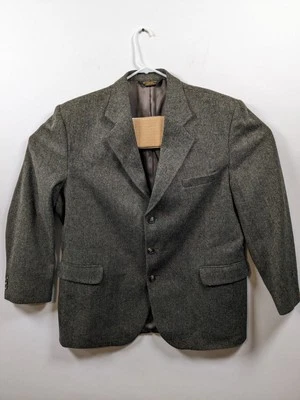Abrigo deportivo vintage tweed para hombre gris espiga 100 % lana traje chaqueta blazer 48 R Foto 1 de 4