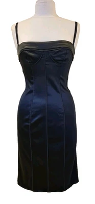Vestido ajustado vintage Dolce & Gabbana negro satinado bustier IT 44 UK 12 Foto 1 de 4