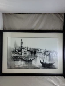 KUNSTDRUCK RADIERUNG BAY ST. MARKS SAN MARCO VENEDIG Künstler unbekannt signiert - Bild 1 von 7