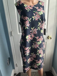 Tommy Hilfiger Womens Multicolor Floral Round Neck Back Zip Sheath Dress Size 16 - Picture 1 of 6
