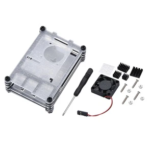 Transparent Case with Cooling Fan for Raspberry Pi 4B - Zdjęcie 1 z 11