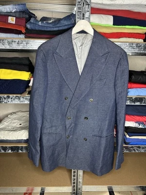 Suitsupply темно-синий хлопок льняной двубортный блейзер куртка ЕС 50 - Изображение 1 из 4
