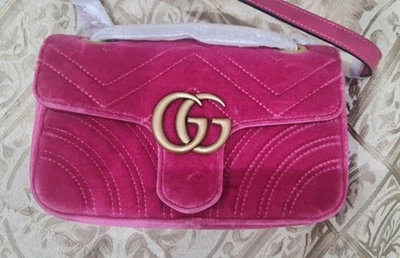 Authentic Gucci GG Marmont Velvet Crossbody Bag Pink - Image 1 of 4