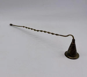 Vintage Brass Candle Snuffer Twisted Handle Etched Bell - Picture 1 of 5