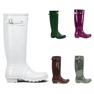 Hunter Womens Boots Original Tall Gloss Waterproof Wellington Rubber - Picture 1 of 17