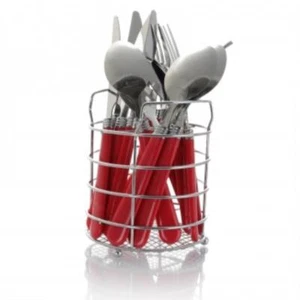 Gibson Sensations Ii 16 Piece Stainless Steel Flatware Set With Red Handles And - Picture 1 of 1