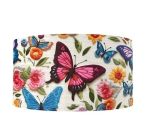2 INCH Butterfly Grosgrain Ribbon HAIR BOW SUPPLY embroidered look flower - Picture 1 of 2