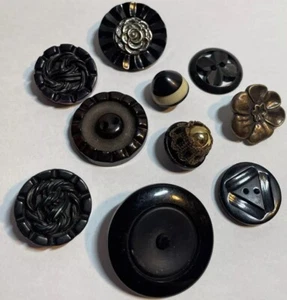 Estate Black Crafting Plastic Mixed Sewing Buttons Button Lot J-7 - Picture 1 of 6