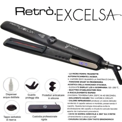 RETRO' UPGRADE EXCELSA GALAXY RUPV86 PIASTRA CAPELLI PROFESSIONALE A VAPORE 230° - Immagine 1 di 4