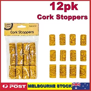 12pk Cork Stoppers Assorted Wine Bottle Lid Cap Stopper Plug DIY Art Craft Wood - Picture 1 of 3