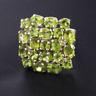Natural Peridot Gemstone Sterling Silver Cluster Ring Jewelry  mother   Day Gift
