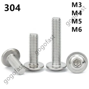 M3 M4 M5 M6 Hex Socket Bolt Button Flanged Washer Head Screw 304 Stainless Steel - Picture 1 of 12