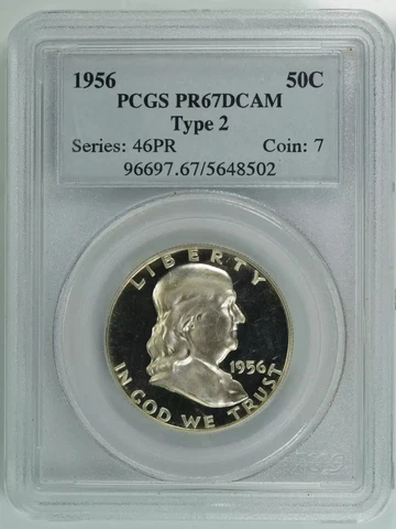 1956 PROOF FRANKLIN HALF DOLLAR 50C TYPE 2 PCGS PR 67 DCAM DEEP CAMEO (502) Cover
