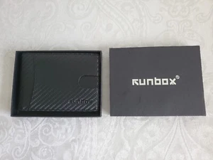 RUNBOX schmale Herren-Geldbörse minimalistisches Leder mit Doppelfaltung RFID 0 karbonschwarz - Bild 1 von 4