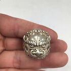 China old antique Tibetan silver handmade lucky foo dog lion ring