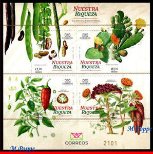 20-21 MEXICO 2020 MEXICAN WEALTH, FOOD, PLANTS, CACTUS, CHILI, S/S MNH