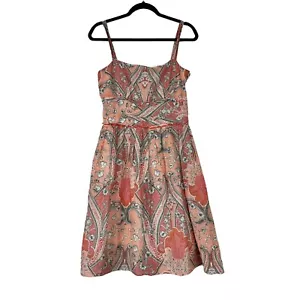Ann Taylor Spaghetti Strap Paisly Floral Silk blend dress Size 8 EUC - Picture 1 of 7