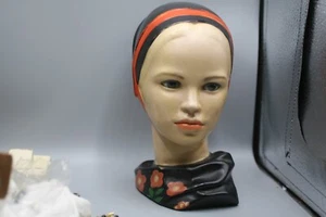 Vintage Chalkware Marwal Dutch Woman Head Bust E1 - Picture 1 of 7