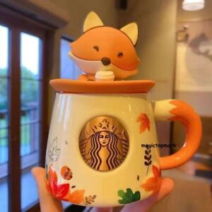 Starbucks Autumn fox Maple Leaf Ceramic Mark Cup Mug Coffee 14oz 400ML