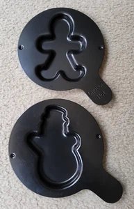 Xpress Redi Set Go Grill Part Holiday Pan Set of 2 Gingerbread Man & Snowman - Picture 1 of 6
