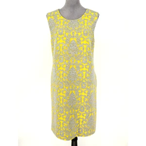 Tommy Hilfiger Dress Womens 14 Yellow Gray Floral Lined Gray Lace Neoprene Lined - Picture 1 of 15