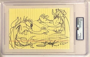 John K. Kricfalusi Ren & Stimpy Signed Original Sketch Auto 5x7 Photo PSA/DNA A - Picture 1 of 1