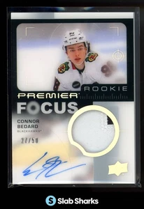 2023 UPPER DECK PREMIER CONNOR BEDARD PREMIER FOCUS ROOKIE PATCH AUTO RC /50 - Picture 1 of 3
