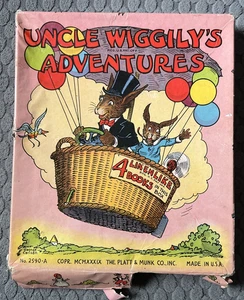 VTG 1939 Uncle Wiggly's Adventures 4 Book Box Set-Peppermint, Red Spots, Canoe + - Imagen 1 de 7