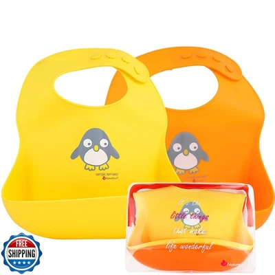 Baberos impermeables NatureBond para bebé, baberos de destete de silicona para bebés y niños pequeños Foto 1 de 4
