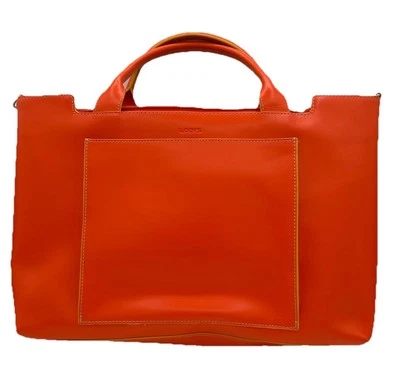 BOLSO DE HOMBRO GRANDE LODIS NARANJA LISO CUERO GENUINO PARA COMPUTADORA PORTÁTIL DE NEGOCIOS USADO EN EXCELENTE ESTADO Foto 1 de 4