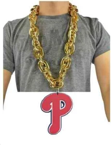 New Baseball Philadelphia Phillies Gold Fan Chain Necklace Foam - Picture 1 of 1