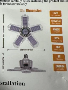 6 Pack Led Garage Lights Bulb 180w 18000lm 6500k Daylight 6+1 Deformable Panels - Picture 1 of 6
