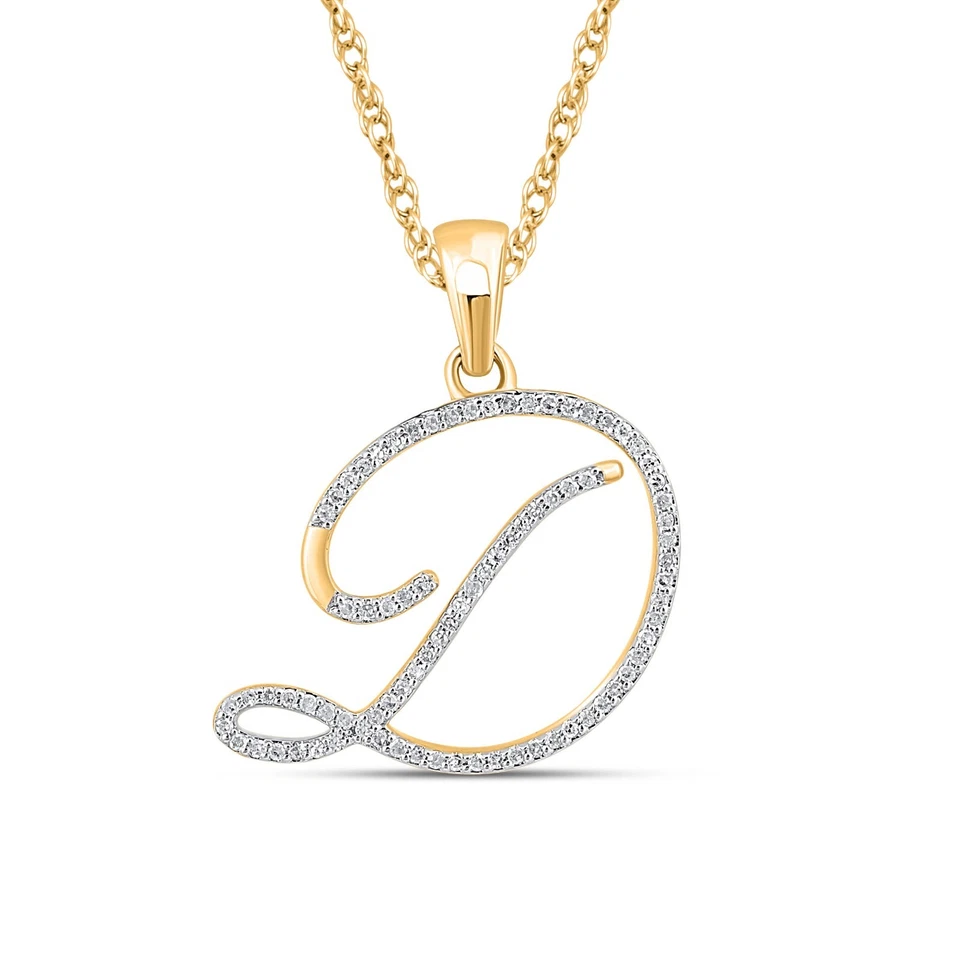 Кулон Cursive Letter-D с натуральным бриллиантом круглой огранки 0,18 карата покрытие желтым золотом 14 карат - Изображение 1 из 1