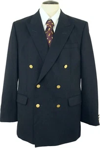 CHAQUETA DEPORTIVA VINTAGE DAKS PARA HOMBRE 40" LARGO AZUL DOBLE BOTONADURA - Imagen 1 de 13