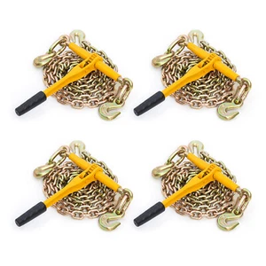 4PCS Ratchet Binder and Chain Set 3/8"-1/2" 20' Chain Load Binder with Hook Set - Picture 1 of 17
