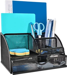 Desk Organiser – Metal Desk Organiser,Multi-Use Desk Tidy & Pen Holder with 6 UK - Picture 1 of 8