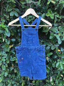 Hanna Andersson Denim Polka Dot Flower Detail Overalls Size 120 Size 5/6 - Picture 1 of 5
