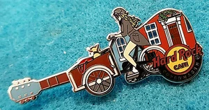 COPENHAGEN GIRL CYCLIST 3D BOX CARGO BICYCLE PET DOG GUITAR Hard Rock Cafe PIN - Picture 1 of 1